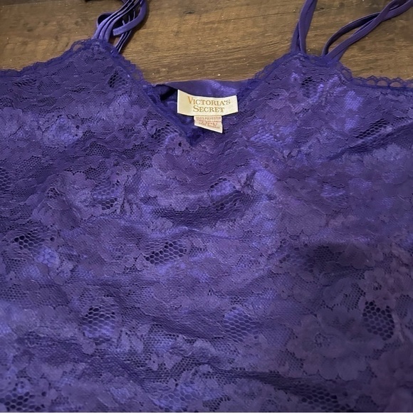 Vintage  Victoria secret ultraviolet satin and lace lounge lingerie set M - Picture 3 of 6